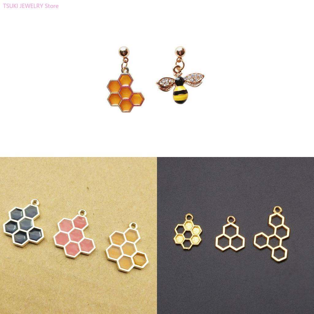 62KE 10x/Set Gold Honeycomb Bl - Bezels Set Pendant 评论和价格