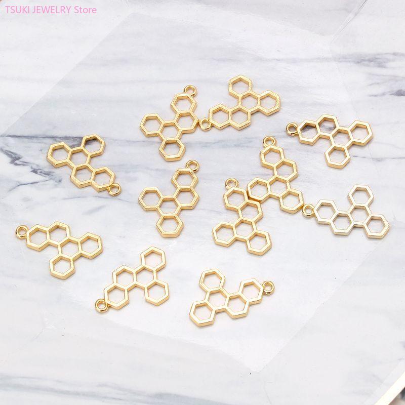 62KE 10x/Set Gold Honeycomb Bl - Bezels Set Pendant 评论和价格