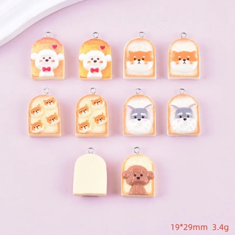 10Pcs Cute Toast Dog Resin Pen - Resin Craft Material 评论和价格