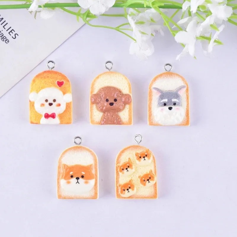10Pcs Cute Toast Dog Resin Pen - Resin Craft Material 评论和价格