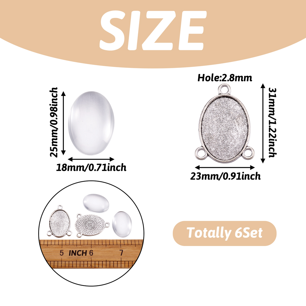 6sets Oval Alloy Pendant Blank - Bezels Set Pendant 评论和价格