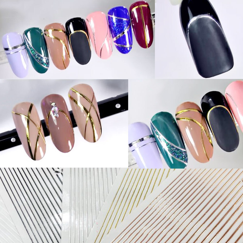 1 Sheet 3D Gold Silver Lines S - Gold Foil Flakes 评论和价格