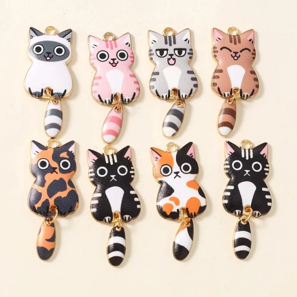 10Pcs 16×39mm Cute Cartoon Cat - Resin Craft Material 评论和价格