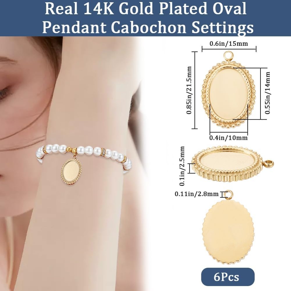 6Pcs Cabochon Settings Charms  - Bezels Set Pendant 评论和价格