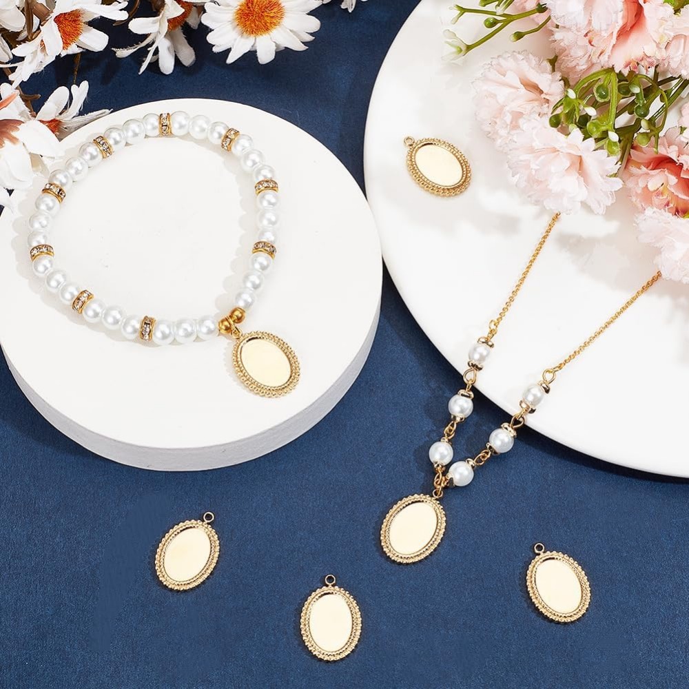 6Pcs Cabochon Settings Charms  - Bezels Set Pendant 评论和价格