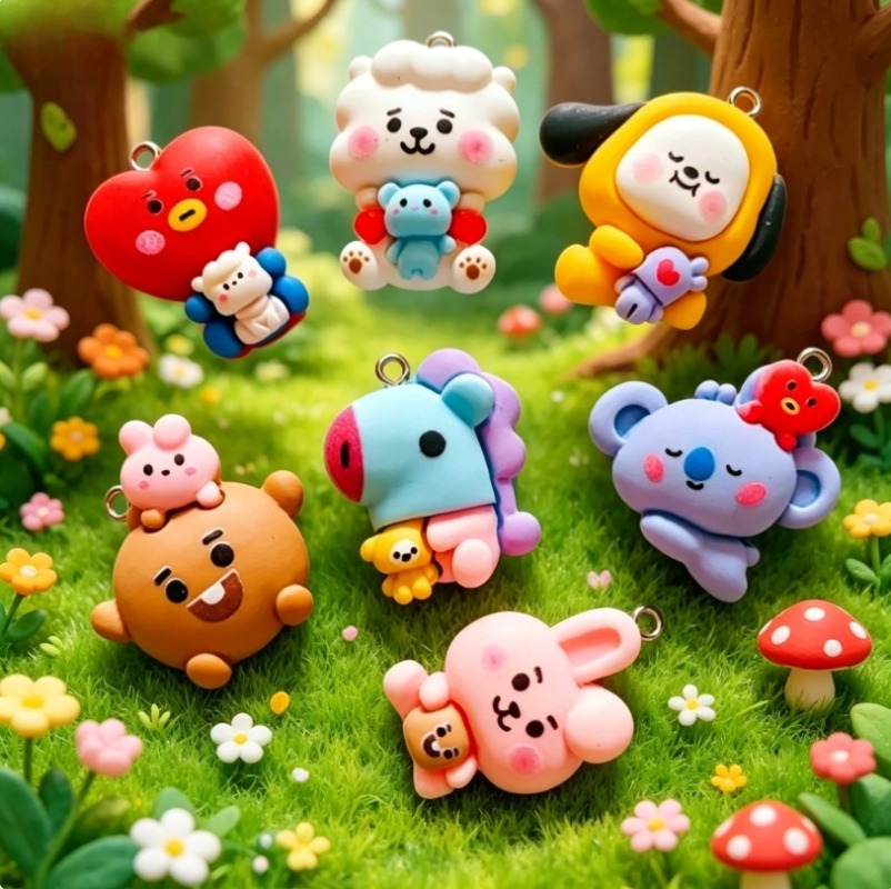 7pcs BT21 Resin Cartoon Charm  - Crafting Resin 评论和价格