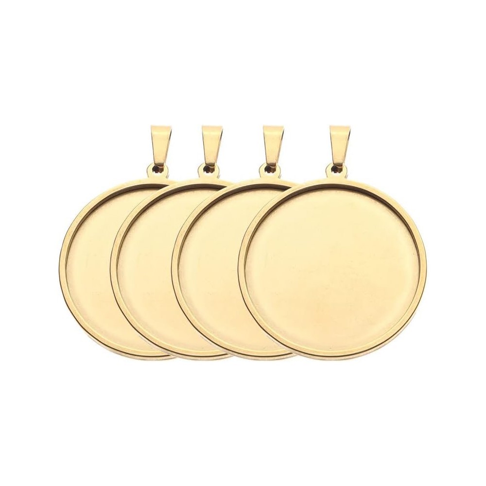 5Pcs/Lot Stainless Steel Round - Bezels Set Pendant 评论和价格