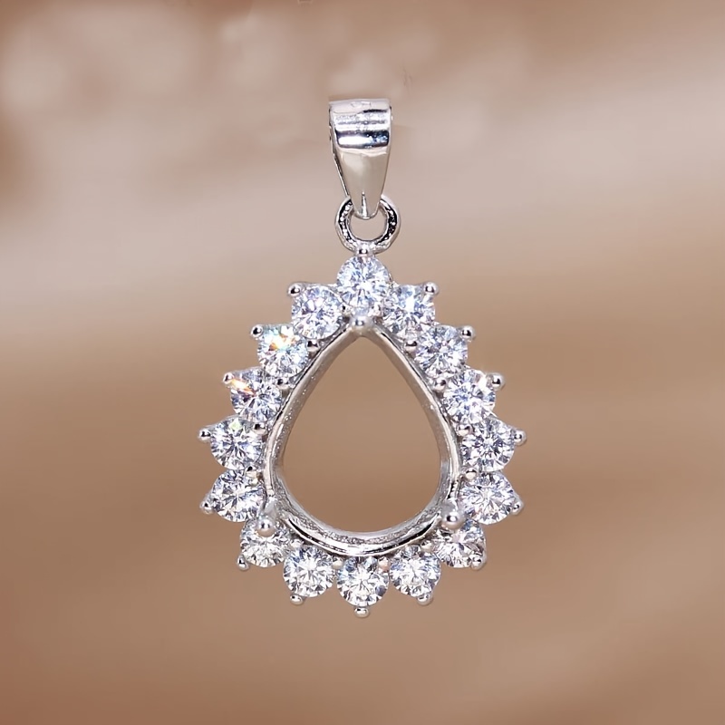 1pc Rose Golden Silvery Tear D - Bezels Set Pendant 评论和价格