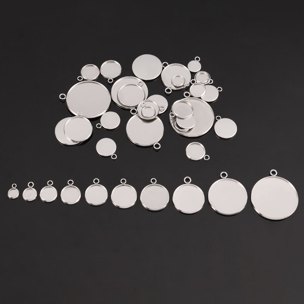 10Pcs Stainless Steel Cabochon - Bezels Set Pendant 评论和价格