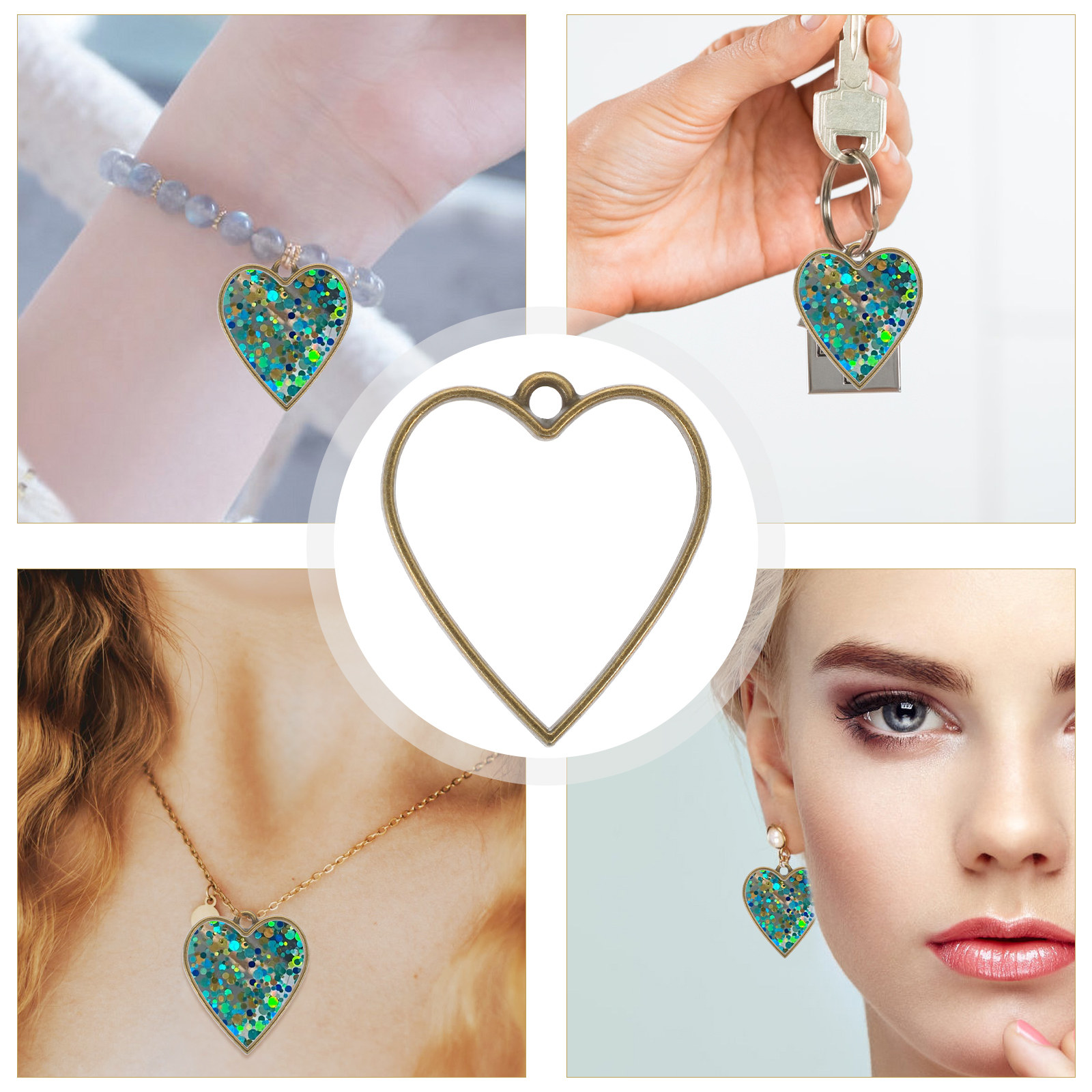 50Pcs DIY Resin Jewelry Bezels - Bezels Set Pendant 评论和价格